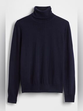 Women’s Gap Black Soft Extra Fine Merino Wool Turtleneck Sweater Size M NWT